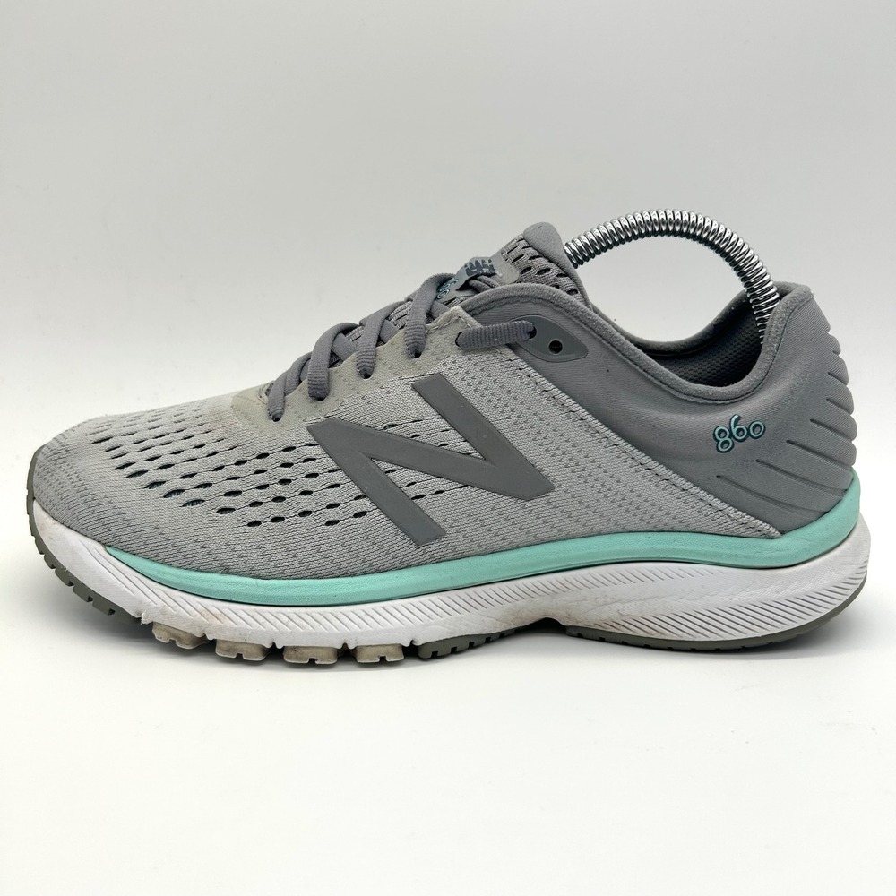 New Balance 860v10 Shoes Womens 10 Grey Blue Stability Running Sneakers Mesh Gym
